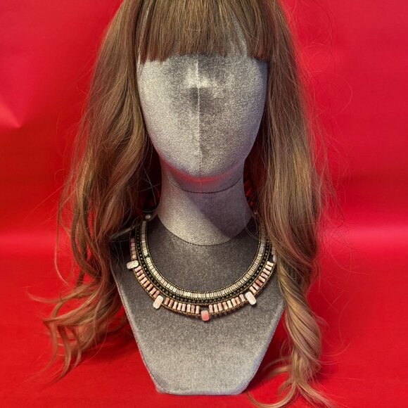 Vintage Boho Beaded Collar Necklace – 1980s Mother of Pearl & Seed Bead Tribal - Picture 1 of 12